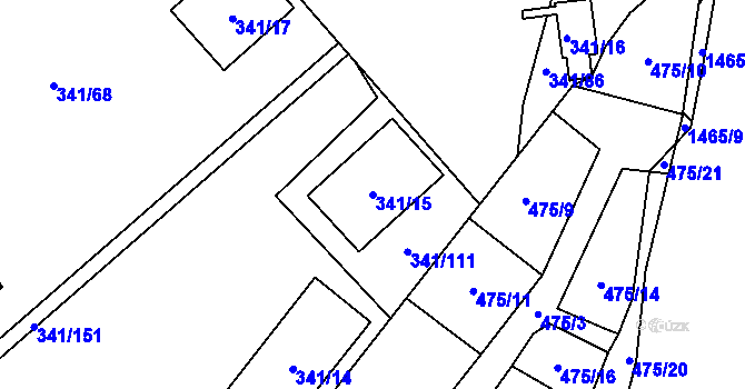 Parcela st. 341/15 v KÚ Rapotín, Katastrální mapa