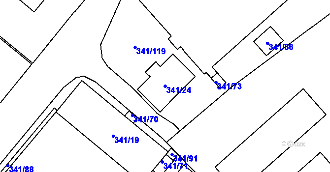 Parcela st. 341/24 v KÚ Rapotín, Katastrální mapa