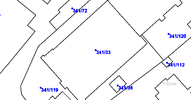 Parcela st. 341/33 v KÚ Rapotín, Katastrální mapa