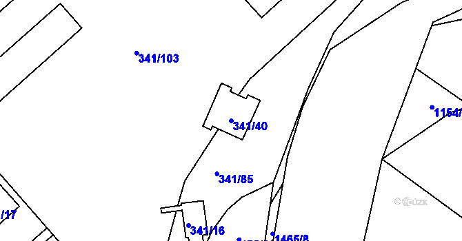 Parcela st. 341/40 v KÚ Rapotín, Katastrální mapa