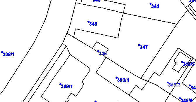 Parcela st. 346 v KÚ Rapotín, Katastrální mapa