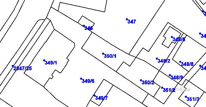 Parcela st. 350/1 v KÚ Rapotín, Katastrální mapa