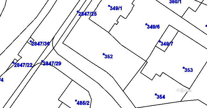 Parcela st. 352 v KÚ Rapotín, Katastrální mapa