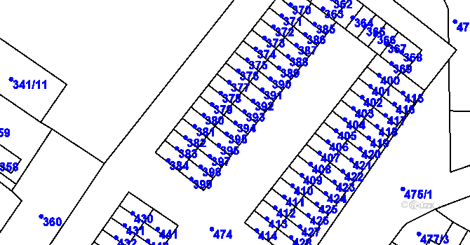 Parcela st. 394 v KÚ Rapotín, Katastrální mapa