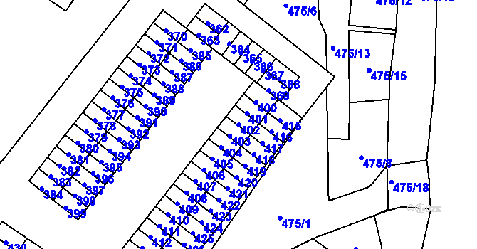 Parcela st. 402 v KÚ Rapotín, Katastrální mapa