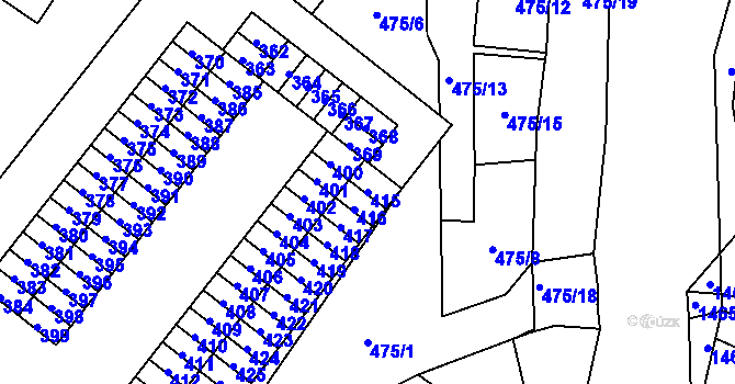 Parcela st. 415 v KÚ Rapotín, Katastrální mapa