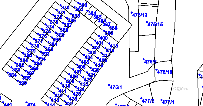 Parcela st. 417 v KÚ Rapotín, Katastrální mapa