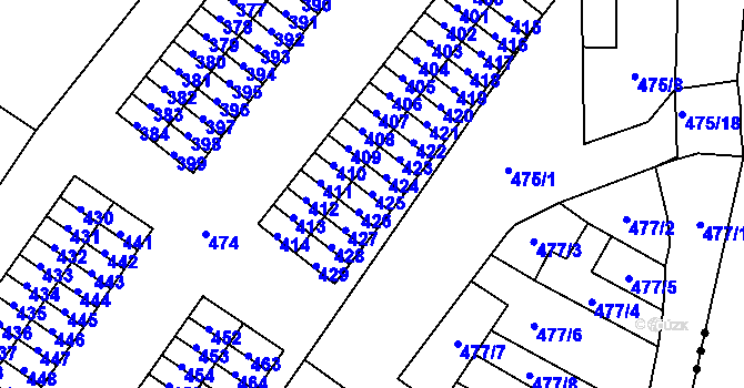 Parcela st. 425 v KÚ Rapotín, Katastrální mapa