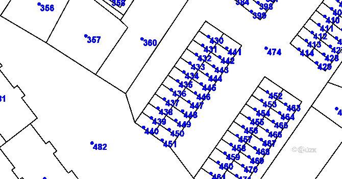 Parcela st. 436 v KÚ Rapotín, Katastrální mapa