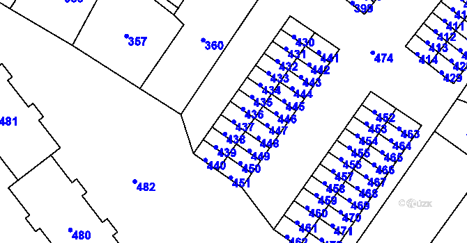 Parcela st. 437 v KÚ Rapotín, Katastrální mapa