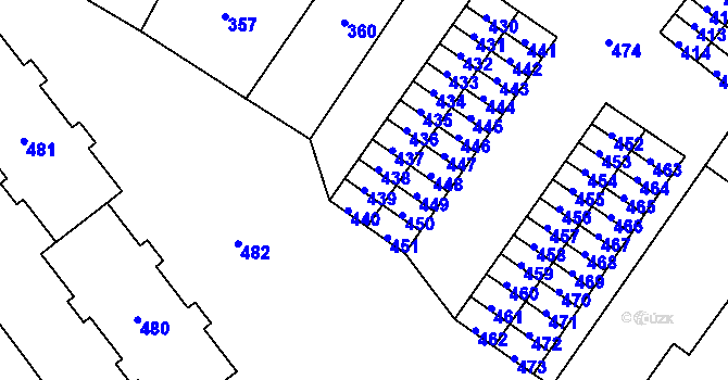 Parcela st. 439 v KÚ Rapotín, Katastrální mapa