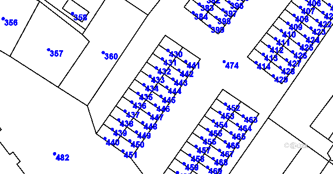 Parcela st. 444 v KÚ Rapotín, Katastrální mapa