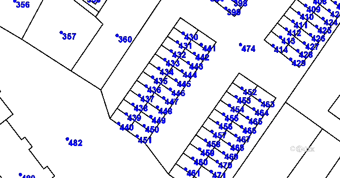 Parcela st. 446 v KÚ Rapotín, Katastrální mapa
