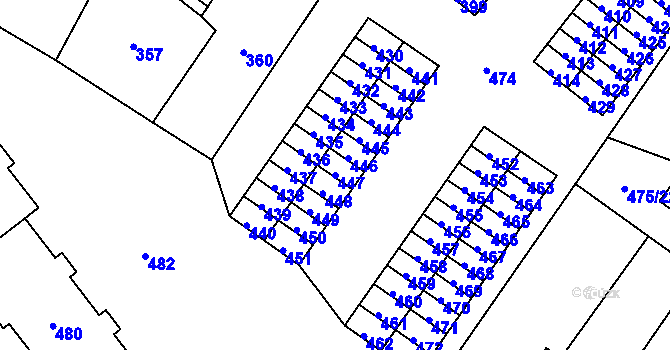 Parcela st. 447 v KÚ Rapotín, Katastrální mapa