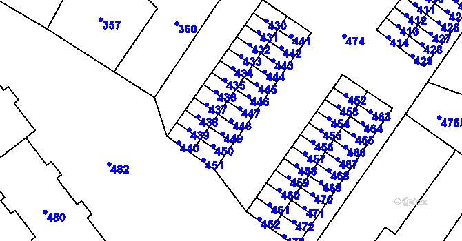 Parcela st. 448 v KÚ Rapotín, Katastrální mapa