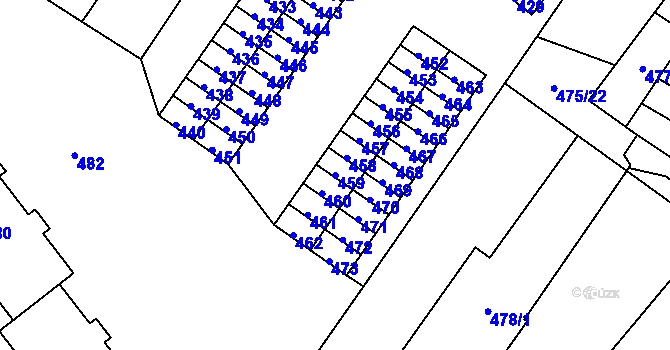Parcela st. 459 v KÚ Rapotín, Katastrální mapa
