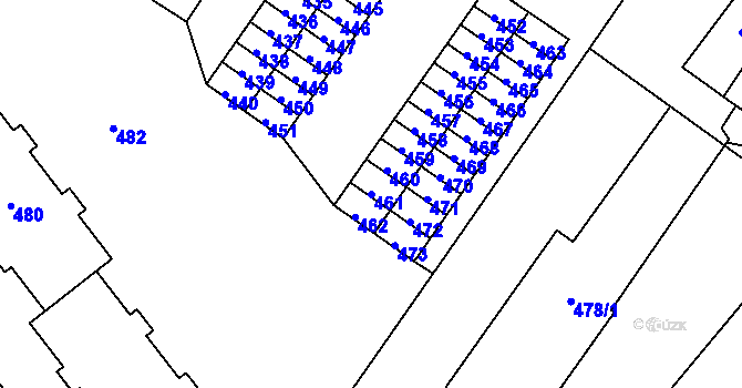 Parcela st. 461 v KÚ Rapotín, Katastrální mapa
