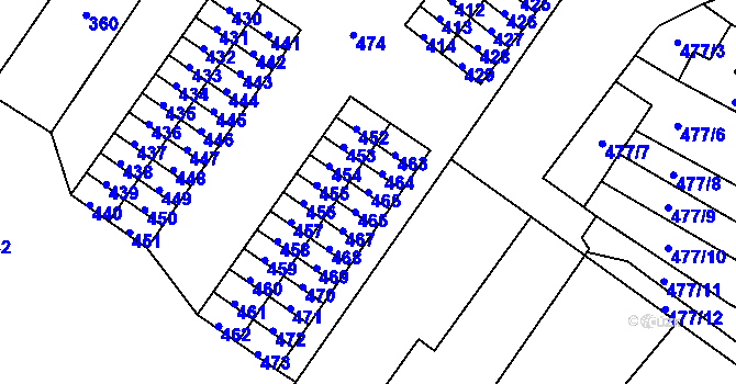 Parcela st. 465 v KÚ Rapotín, Katastrální mapa