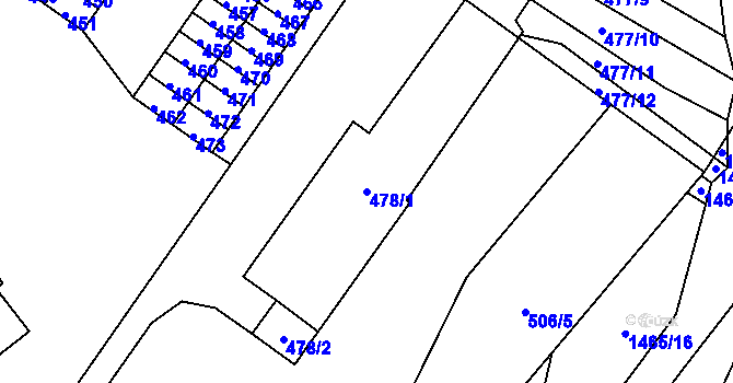 Parcela st. 478/1 v KÚ Rapotín, Katastrální mapa