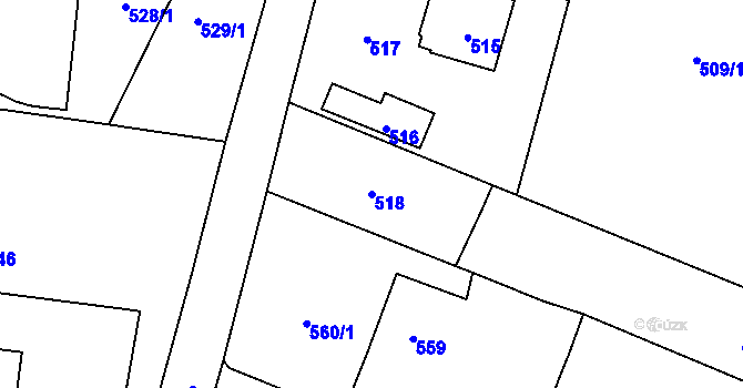 Parcela st. 518 v KÚ Rapotín, Katastrální mapa