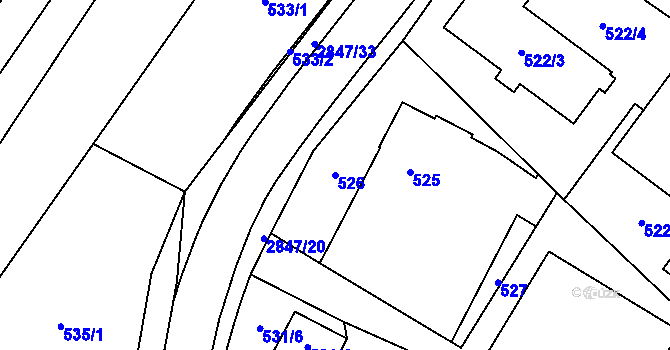 Parcela st. 526 v KÚ Rapotín, Katastrální mapa