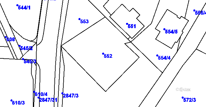Parcela st. 552 v KÚ Rapotín, Katastrální mapa
