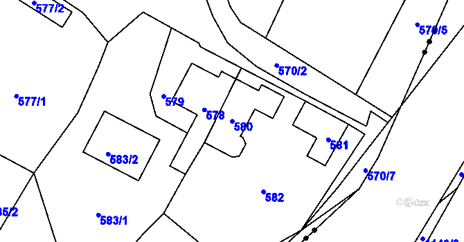 Parcela st. 580 v KÚ Rapotín, Katastrální mapa