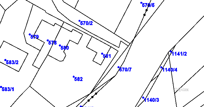 Parcela st. 581 v KÚ Rapotín, Katastrální mapa