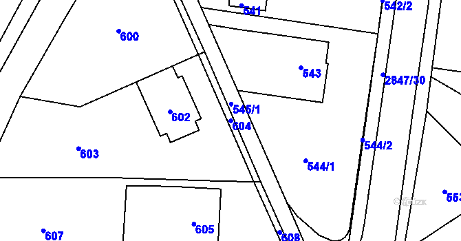 Parcela st. 604 v KÚ Rapotín, Katastrální mapa