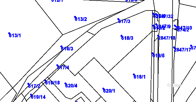 Parcela st. 619 v KÚ Rapotín, Katastrální mapa