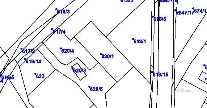 Parcela st. 620 v KÚ Rapotín, Katastrální mapa