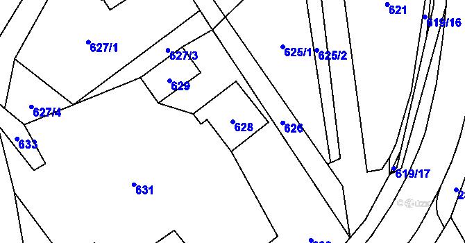 Parcela st. 628 v KÚ Rapotín, Katastrální mapa