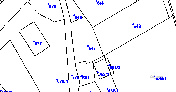 Parcela st. 647 v KÚ Rapotín, Katastrální mapa