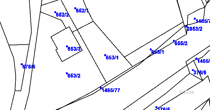 Parcela st. 653/1 v KÚ Rapotín, Katastrální mapa