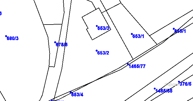 Parcela st. 653/2 v KÚ Rapotín, Katastrální mapa