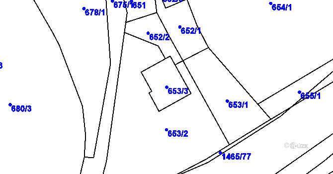 Parcela st. 653/3 v KÚ Rapotín, Katastrální mapa