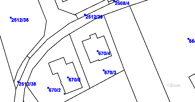 Parcela st. 670/4 v KÚ Rapotín, Katastrální mapa
