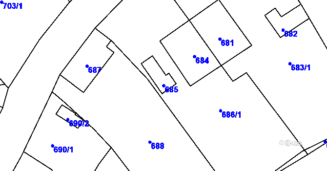 Parcela st. 685 v KÚ Rapotín, Katastrální mapa