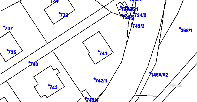 Parcela st. 741 v KÚ Rapotín, Katastrální mapa