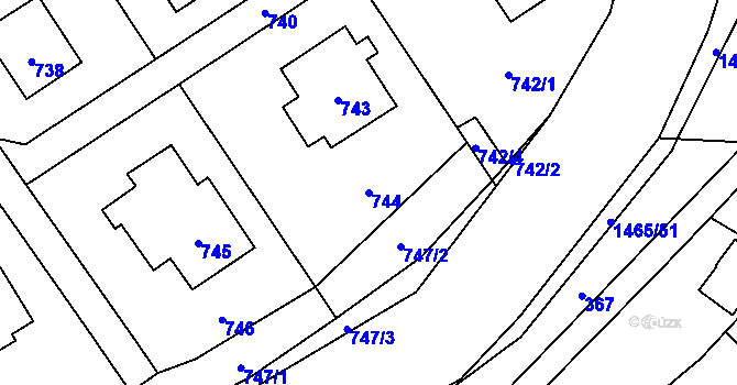 Parcela st. 744 v KÚ Rapotín, Katastrální mapa