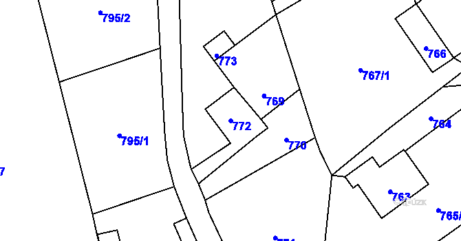 Parcela st. 772 v KÚ Rapotín, Katastrální mapa