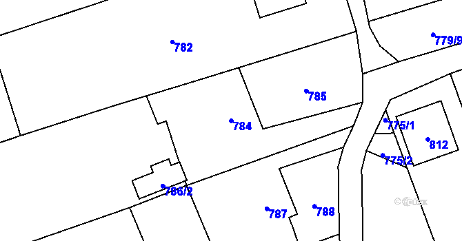 Parcela st. 784 v KÚ Rapotín, Katastrální mapa