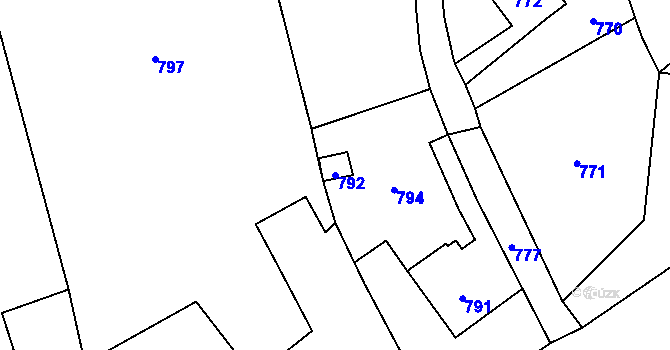 Parcela st. 792 v KÚ Rapotín, Katastrální mapa