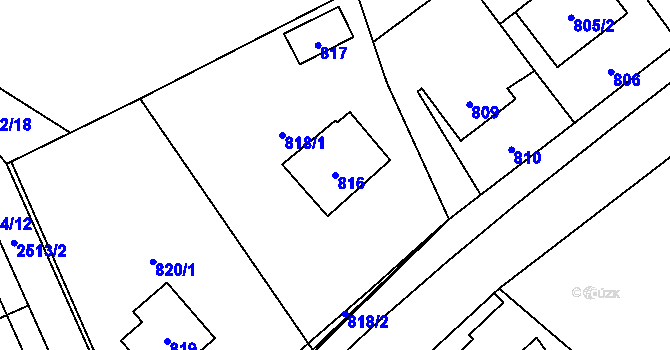 Parcela st. 816 v KÚ Rapotín, Katastrální mapa