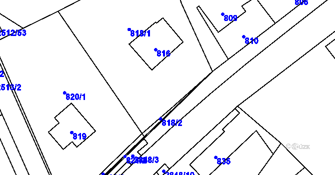 Parcela st. 818 v KÚ Rapotín, Katastrální mapa