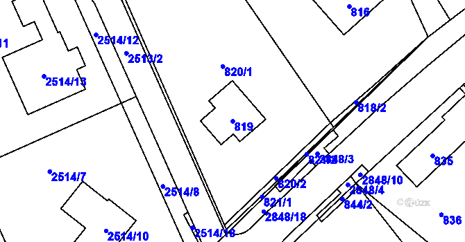 Parcela st. 819 v KÚ Rapotín, Katastrální mapa