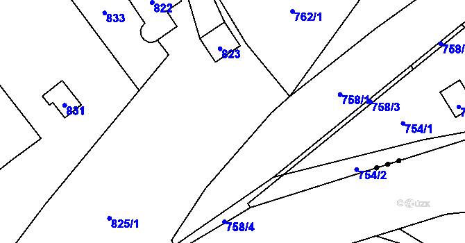Parcela st. 827 v KÚ Rapotín, Katastrální mapa