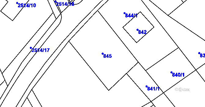 Parcela st. 845 v KÚ Rapotín, Katastrální mapa