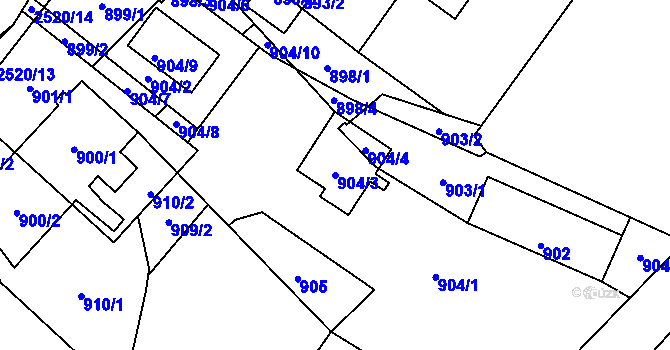 Parcela st. 904/3 v KÚ Rapotín, Katastrální mapa
