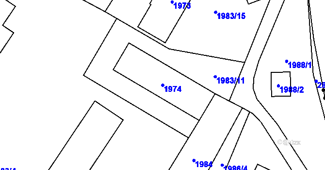 Parcela st. 1974 v KÚ Rapotín, Katastrální mapa